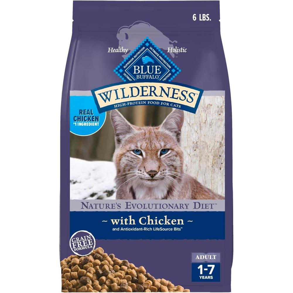 imageBlue Buffalo Wilderness Natural Adult Dry Cat Food HighProtein and GrainFree Diet Supports Healthy Muscle Development and a Healthy Immune System Chicken 12lb Bag6 Pound Pack of 1