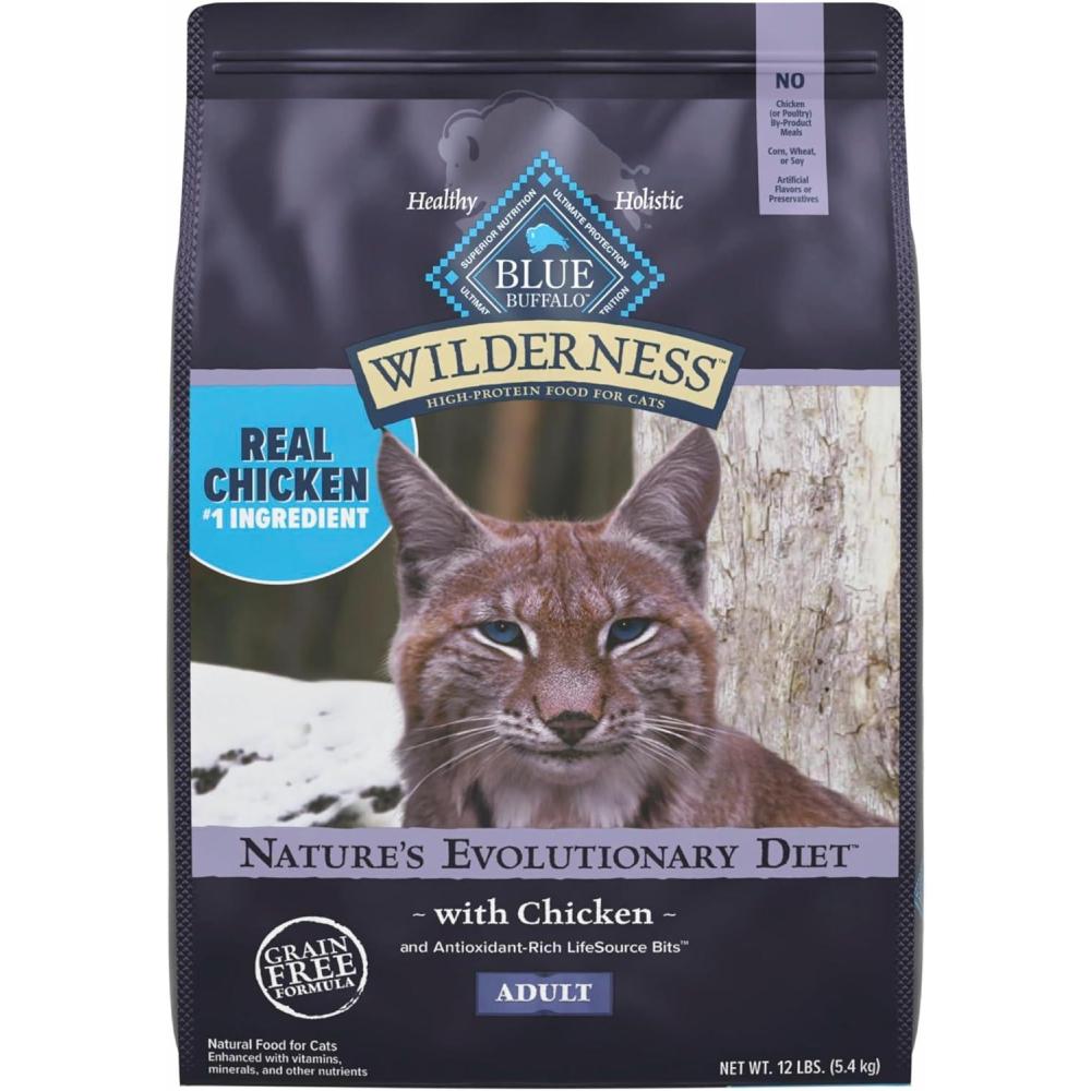 imageBlue Buffalo Wilderness Natural Adult Dry Cat Food HighProtein and GrainFree Diet Supports Healthy Muscle Development and a Healthy Immune System Chicken 12lb Bag12 Pound Pack of 1