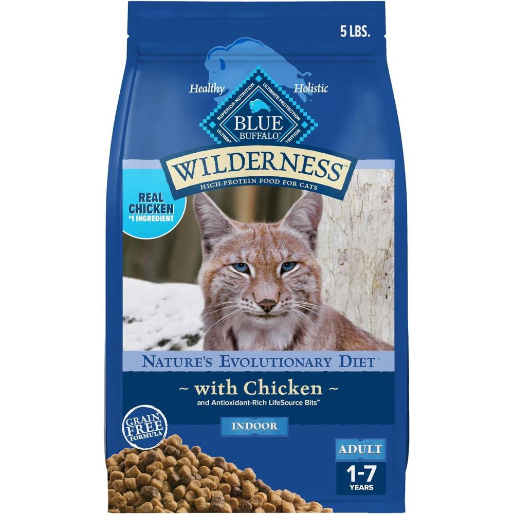 imageBlue Buffalo Wilderness Natural Adult Dry Cat Food Indoor Cats HighProtein amp GrainFree Chicken 5lb Bag