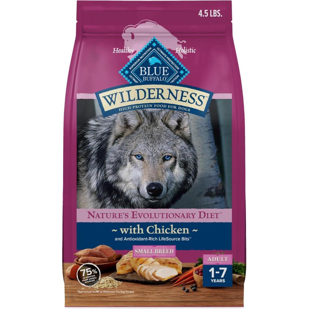 imageBlue Buffalo Wilderness Natural HighProtein Dry Food for Small Breed Adult Dogs Chicken Recipe 13lb Bag45 Pound Pack of 1