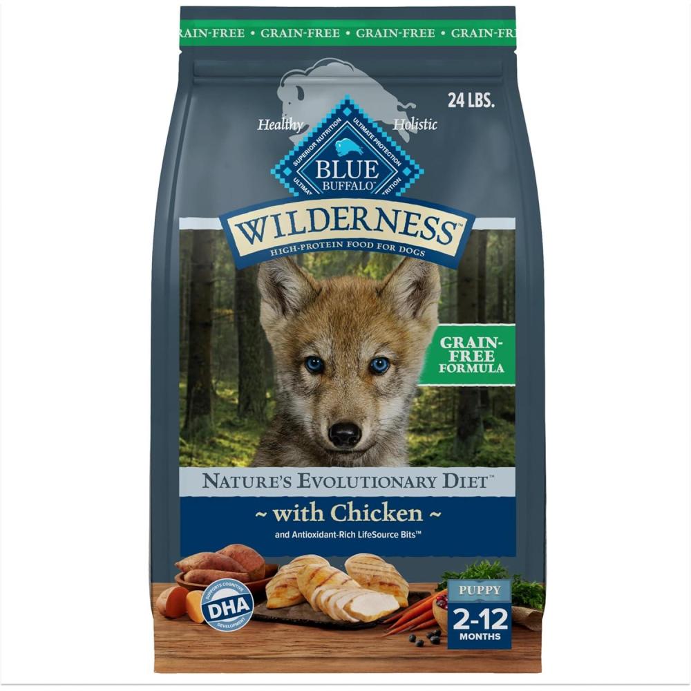 imageBlue Buffalo Wilderness Rocky Mountain Recipe HighProtein Dry Puppy Food with DHA Made in the USA with Natural Ingredients Plus Wholesome Grains Red Meat 45lb BagGranule