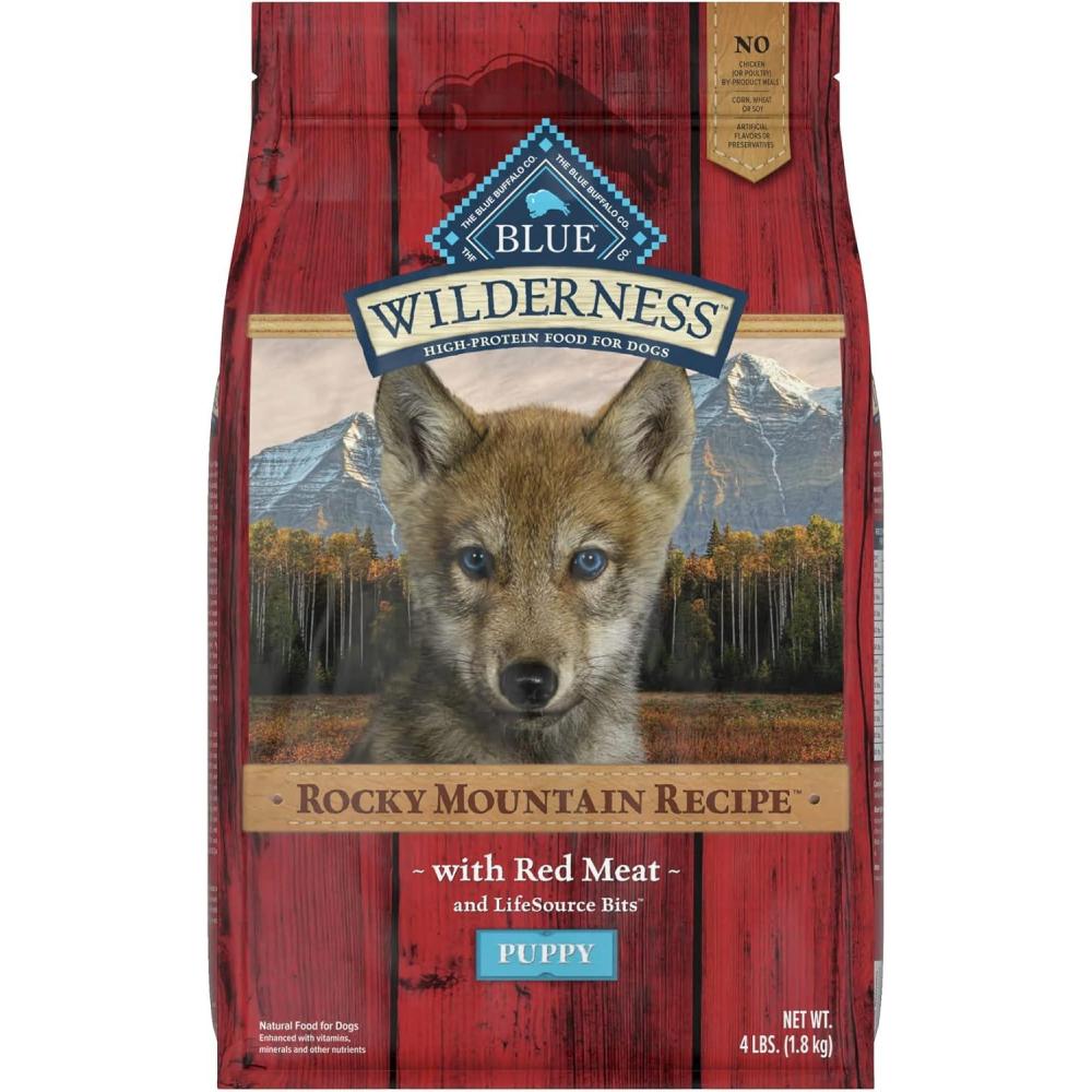 imageBlue Buffalo Wilderness Rocky Mountain Recipe HighProtein Dry Puppy Food with DHA Made in the USA with Natural Ingredients Plus Wholesome Grains Red Meat 45lb BagRed Meat ChickenFree
