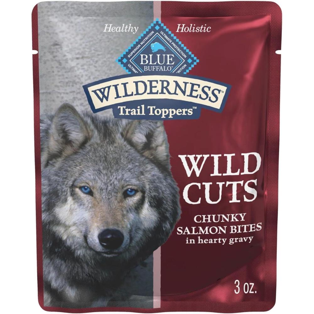 imageBlue Buffalo Wilderness Trail Toppers Wild Cuts Wet Dog Food Variety Pack HighProtein amp GrainFree Made with Natural Ingredients Chicken and Beef Flavors 3oz Pouches 12 Count 6 of EachSalmon