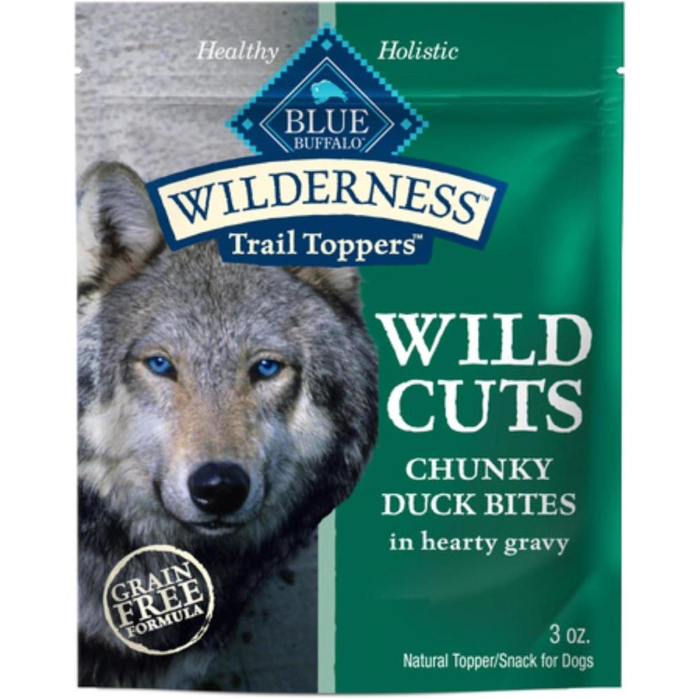 imageBlue Buffalo Wilderness Trail Toppers Wild Cuts Wet Dog Food Variety Pack HighProtein amp GrainFree Made with Natural Ingredients Chicken and Beef Flavors 3oz Pouches 12 Count 6 of EachDuck
