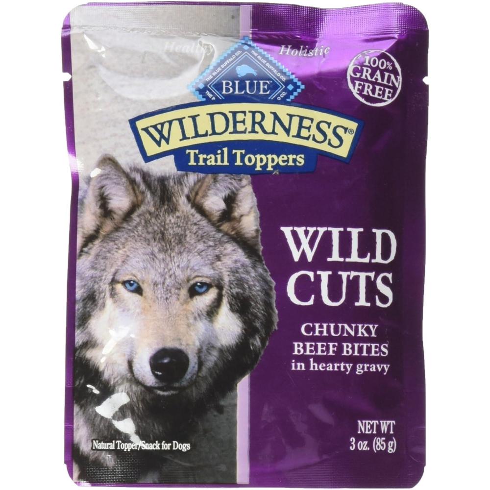 imageBlue Buffalo Wilderness Trail Toppers Wild Cuts Wet Dog Food Variety Pack HighProtein amp GrainFree Made with Natural Ingredients Chicken and Beef Flavors 3oz Pouches 12 Count 6 of EachBeef