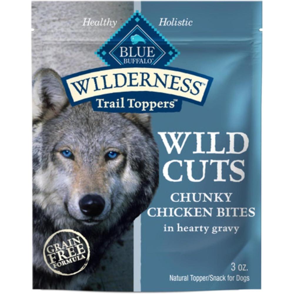imageBlue Buffalo Wilderness Trail Toppers Wild Cuts Wet Dog Food Variety Pack HighProtein amp GrainFree Made with Natural Ingredients Chicken and Beef Flavors 3oz Pouches 12 Count 6 of EachChicken