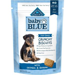 Blue Buffalo Baby Blue Crunchy Biscuits with DHA, Crunchy Dog Treats for Puppies, Made with Natural Ingredients, Oatmeal & Banana, 8-oz Bag(8 Ounce (Pack of 1))