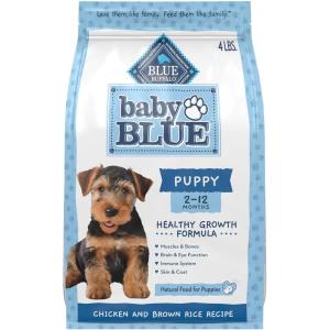 Blue Buffalo Baby Blue Natural Dry Food for Puppies, Healthy Growth Formula with DHA, High-Protein Savory Chicken Recipe, 4-lb. Bag(Chicken & Brown Rice)