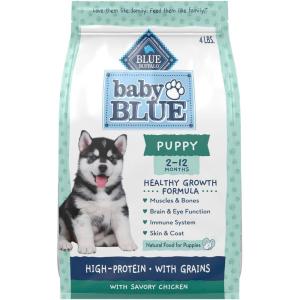 Blue Buffalo Baby Blue Natural Dry Food for Puppies, Healthy Growth Formula with DHA, High-Protein Savory Chicken Recipe, 4-lb. Bag(Chicken)