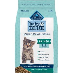 Blue Buffalo Baby Blue Natural Kitten Grain-Free Dry Cat Food, High-Protein Healthy Growth Formula with DHA, Savory Chicken, 2-lb Bag(Chicken)