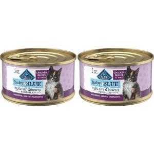 Blue Buffalo Baby Blue Natural Kitten Wet Cat Food, Healthy Growth Formula with DHA, Chicken Recipe Multi-Pack, 3-oz Cans (24 Count)(3 Ounce (Pack of 48))