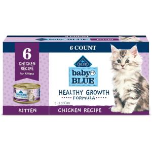 Blue Buffalo Baby Blue Natural Kitten Wet Cat Food, Healthy Growth Formula with DHA, Chicken Recipe Multi-Pack, 3-oz. Cans (6 Count)(3 Ounce (Pack of 6))