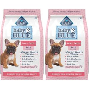 Blue Buffalo Baby Blue Natural Small Breed Puppy Dry Dog Food, Healthy Growth Formula with DHA, Chicken and Oatmeal Recipe, 4-lb Bag(4 Pound (Pack of 2))