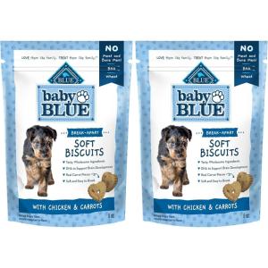 Blue Buffalo Baby Blue Soft Biscuits with DHA, Natural Dog Treats for Puppies, Great for Training, with Chicken & Carrots, 8-oz Bag(8 Ounce (Pack of 2))