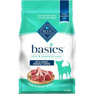 Blue Buffalo Basics Grain-Free Dry Dog Food for Small Breed Adult Dogs, Limited Ingredient Diet, Lamb Recipe, 11-lb. Bag