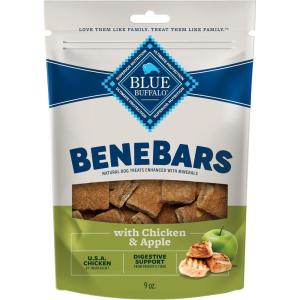 Blue Buffalo BeneBars Digestive Support Dog Treats with Prebiotic Fiber, Made with Natural Ingredients, USA Chicken & Apple, 9-oz Bag(Chicken & Apple)
