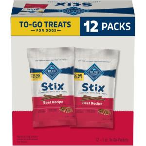 Blue Buffalo Bits Natural Soft Moist to Go Dog Training Treats Beef Recipe 1-oz Bags (Pack of 12)(BLUE Stix  Beef)