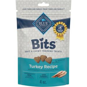 Blue Buffalo Bits Soft Dog Treats for Training, Made with Natural Ingredients & Enhanced with DHA, Beef Recipe, 4-oz Bag(Turkey)