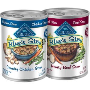Blue Buffalo Blue’s Stew Natural Wet Dog Food, Made with Natural Ingredients, Hearty Beef and Country Chicken Variety Pack, 12.5-oz Cans, 6 Count(Variety Pack: Chicken & Beef)
