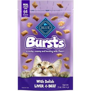 Blue Buffalo Bursts Crunchy & Creamy Cat Treats, Great for Training, Paw-Lickin’ Chicken, 5-oz Bag(Chicken Liver & Beef)
