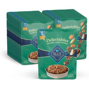 Blue Buffalo Delectables Natural Wet Dog Food Toppers Variety Pack, Tasty Chicken & Hearty Beef, Cuts in Gravy, 3-oz. (12 Pouches, 6 of Each Flavor)(Lamb)