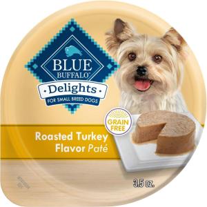 Blue Buffalo Delights Natural Adult Small Breed Wet Dog Food Cups, Pate Style, Grilled Chicken Flavor in Savory Juice 3.5-oz (Pack of 12)(Turkey)