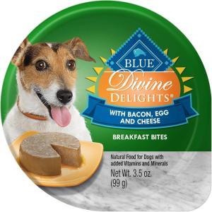 Blue Buffalo Delights Natural Adult Small Breed Wet Dog Food Variety Pack, Made with Natural Ingredients, Filet Mignon Flavor Paté & Porterhouse Flavor Paté, 3.5-oz. Cups (12 Count, 6 of Each)(Bacon  Egg & Cheese)