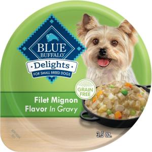 Blue Buffalo Delights Small Breed Natural Wet Dog Food, Filet Mignon Flavor in Gravy, 3.5-oz Cups, 12 Count(Filet Mignon)