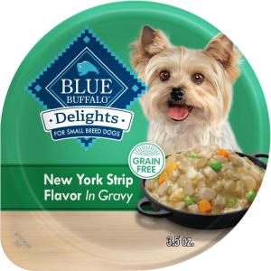 Blue Buffalo Delights Small Breed Natural Wet Dog Food, Filet Mignon Flavor in Gravy, 3.5-oz Cups, 12 Count(New York Strip)