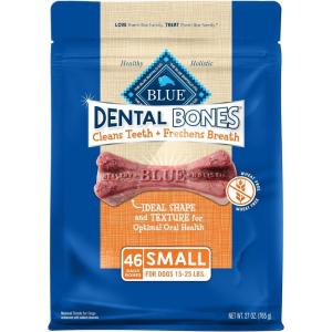 Blue Buffalo Dental Bones Small Natural Dental Chew Dog Treats Bag Value Pack(Unflavored)