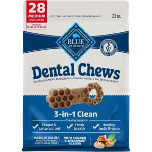 Blue Buffalo Dental Chews Medium Natural Dog Treats, Chicken & Spearmint 34.5-oz Bag (42 Count)(23 Ounce (28 Count))