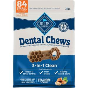 Blue Buffalo Dental Chews Medium Natural Dog Treats, Chicken & Spearmint 34.5-oz Bag (42 Count)(34 Ounce (84 Count))
