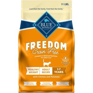 Blue Buffalo Freedom Grain-Free Adult Weight Control Dry Cat Food, Complete & Balanced Nutrition for Indoor Cats, Chicken Recipe, 11-lb. Bag