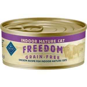 Blue Buffalo Freedom Grain-Free Wet Cat Food, Complete & Balanced Nutrition for Mature Indoor Cats, Made with Natural Ingredients, Chicken Recipe, 5.5-oz. Cans (24 Count)