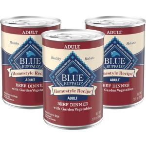 Blue Buffalo Homestyle Recipe Adult Wet Dog Food, Made with Natural Ingredients, Fish & Sweet Potato Dinner with Garden Vegetables, 12.5-oz can (Pack of 12)(Beef)