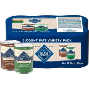 Blue Buffalo Homestyle Recipe Adult Wet Dog Food, Made with Natural Ingredients, Fish & Sweet Potato Dinner with Garden Vegetables, 12.5-oz can (Pack of 12)(Variety Pack: Lamb & Turkey)