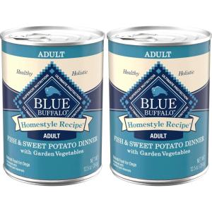 Blue Buffalo Homestyle Recipe Large Breed Adult Wet Dog Food, Made with Natural Ingredients, Chicken Dinner With Garden Vegetables, 12.5-oz. Can (Pack of 12)(Fish & Sweet Potato)