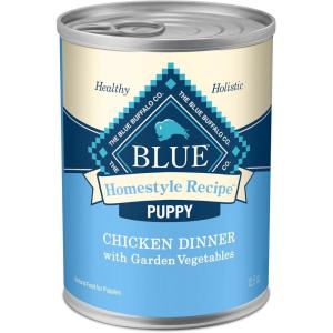 Blue Buffalo Homestyle Recipe Puppy Wet Dog Food, Made with Natural Ingredients, Chicken Dinner with Garden Vegetables & Brown Rice, 12.5-oz Cans (12 Count)(Wet Dog Food)
