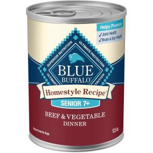 Blue Buffalo Homestyle Recipe Senior Wet Dog Food, Made with Natural Ingredients, Chicken Dinner with Garden Vegetables, 12.5-oz Cans (12 Count)(Beef)