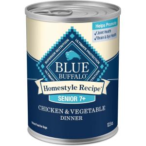 Blue Buffalo Homestyle Recipe Senior Wet Dog Food, Made with Natural Ingredients, Chicken Dinner with Garden Vegetables, 12.5-oz Cans (12 Count)(Chicken)