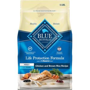 Blue Buffalo Life Protection Formula Adult Dry Dog Food, Helps Build and Maintain Strong Muscles, Made with Natural Ingredients, Chicken & Brown Rice Recipe, 5-lb. Bag(Chicken & Brown Rice)