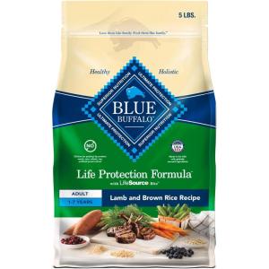 Blue Buffalo Life Protection Formula Adult Dry Dog Food, Helps Build and Maintain Strong Muscles, Made with Natural Ingredients, Chicken & Brown Rice Recipe, 5-lb. Bag(Lamb & Brown Rice)