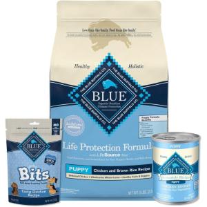 Blue Buffalo Life Protection Formula Natural Puppy Starter Kit – Dry & Wet Dog Food, & Blue Bits Puppy Treats, Chicken