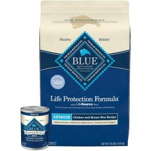 Blue Buffalo Life Protection Formula Natural Senior Dog Food Bundle, Dry Dog Food and Wet Dog Food, Chicken (30-lb Dry Food + 12.5oz cans 12ct)