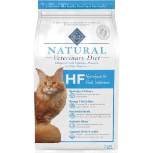 Blue Buffalo Natural Veterinary Diet HF Hydrolyzed for Food Intolerance Dry Cat Food, Veterinarian Prescription Required, Salmon, 7-lb. Bag