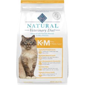 Blue Buffalo Natural Veterinary Diet K+M Kidney + Mobility Support Dry Cat Food, Chicken 7-Lb Bag