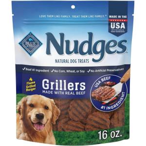 Blue Buffalo Nudges Grillers Natural Dog Treats, Made in the USA with Real Chicken, 16-oz Bag(Beef)