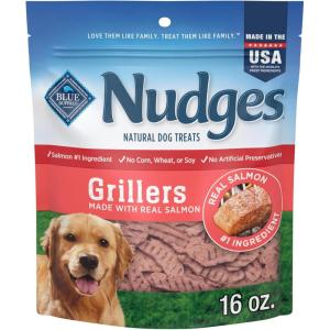 Blue Buffalo Nudges Grillers Natural Dog Treats, Made in the USA with Real Chicken, 16-oz Bag(Salmon)