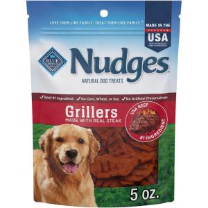 Blue Buffalo Nudges Grillers Natural Dog Treats, Made in the USA with Real Steak, 16-oz Bag(Steak)