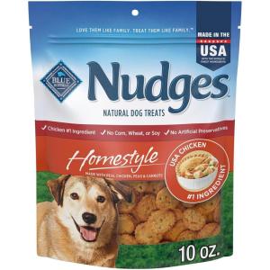 Blue Buffalo Nudges Homestyle Natural Dog Treats Made with Real Chicken, Made in the USA, Chicken, 10-oz Bag(Chicken)